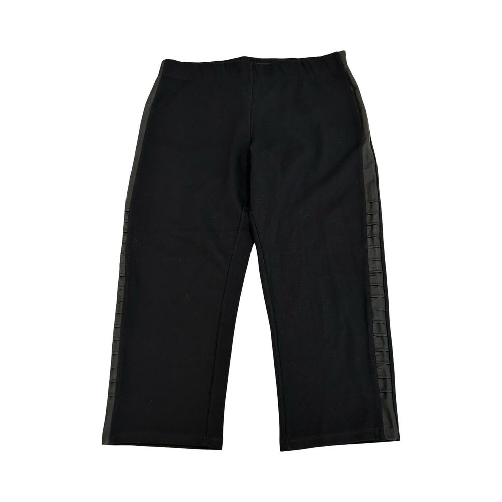 Jamie Sadock Capri Golf Pants Womens Size 16 Black Pull On Faux Leather Stripe